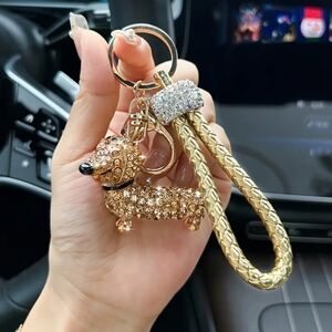 Gold and Silver Dachshund Keychain